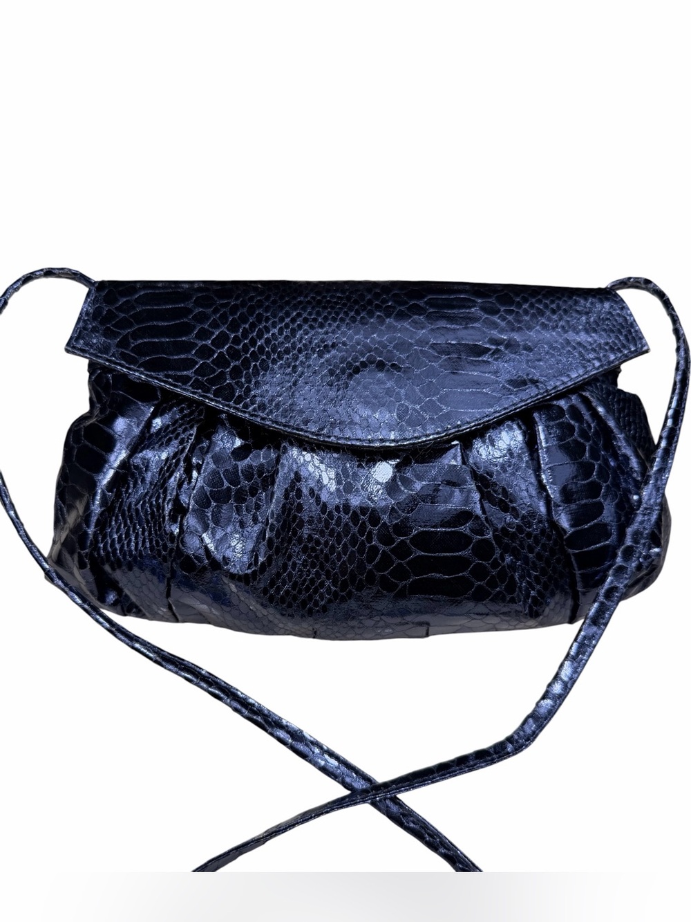 Deep Indigo Fatti A Mano Faux Carlos Falohi Faux Snake Crossbody Bag NWT Vintage